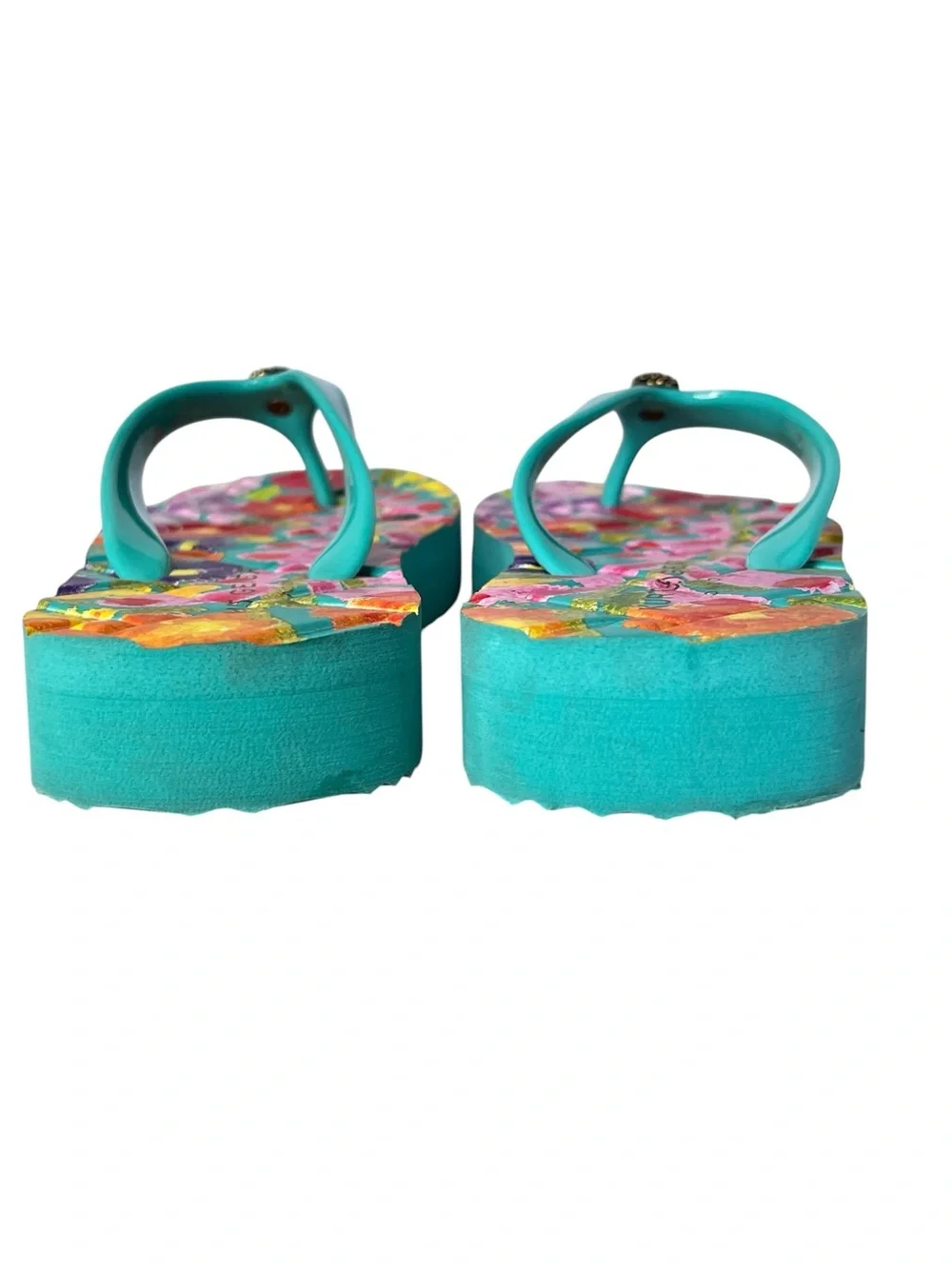 Kurt Geiger London Kensington Eagle Head Quilted Floral Flip-Flop Sz 6